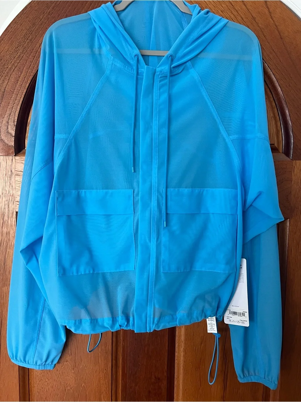ALO Yoga Mesh Sheer Bliss Jacket NWT RT $148 Azure Blue